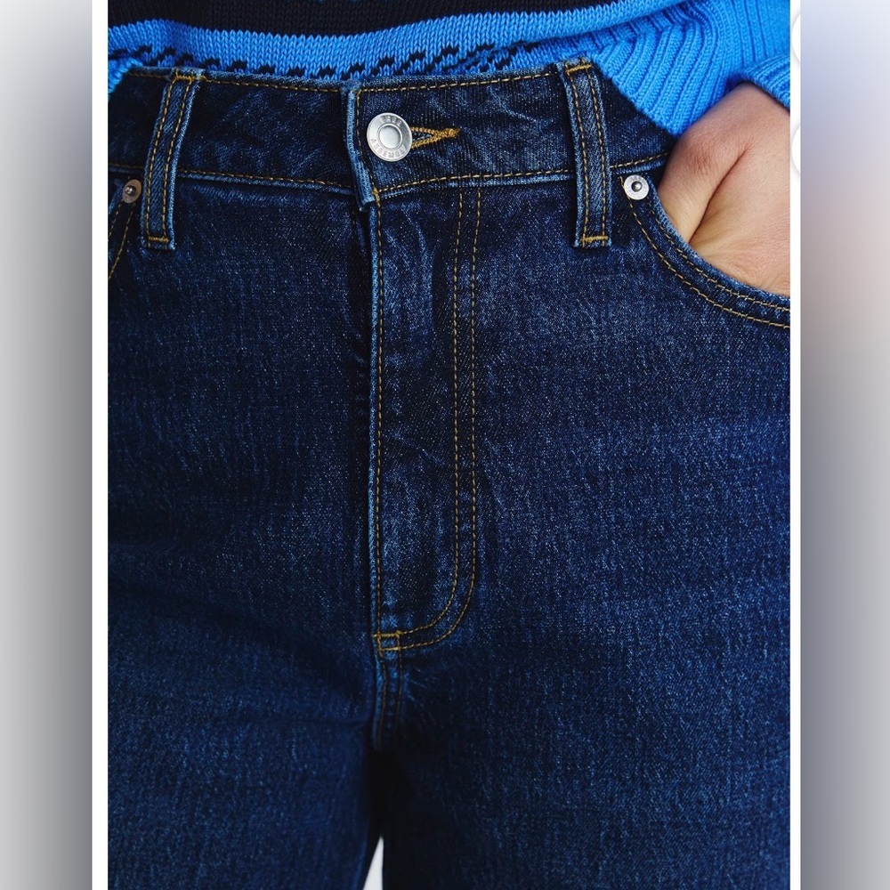 Free Assembly Dark Blue Wide Leg Cropped Jeans 12 NWT - Picture 3 of 13